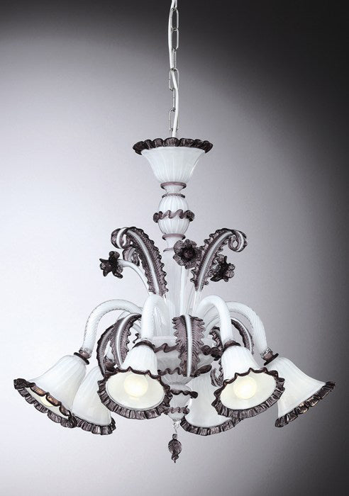 Black and white Murano glass chandelier