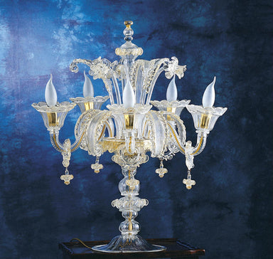 Murano crystal flambeau table lamp with gold accents