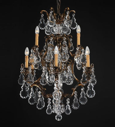 9light brass chandelier with Bohemian crystals
