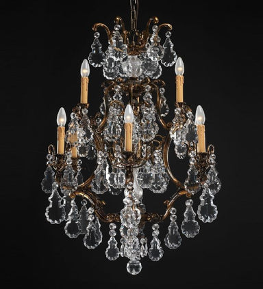 9Light Brass Chandelier With Bohemian Crystals