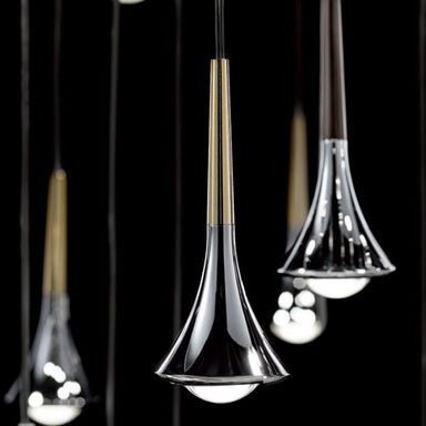 Rain 7 light cluster in 6 metal finishes