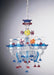 Blue and multi-coloured Murano glass 6 light chandelier