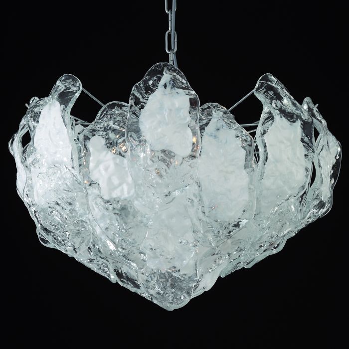 60 cm clear & white Murano glass ice chandelier