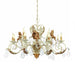 Gold & White Metal Chandelier with Wooden Angel & Glass Crystals
