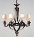 Antique style brass oxide chandelier with 8 shades