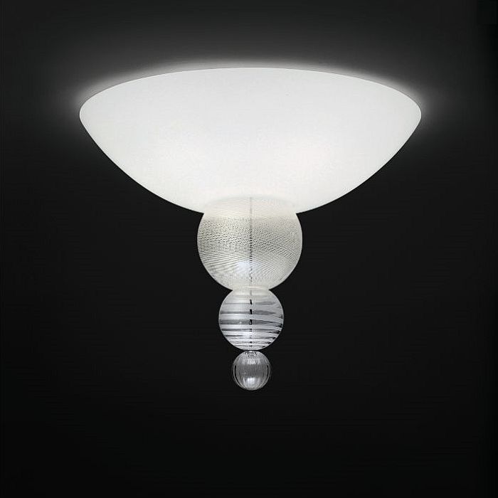 The Abaco white Murano glass sphere ceiling light from Venini