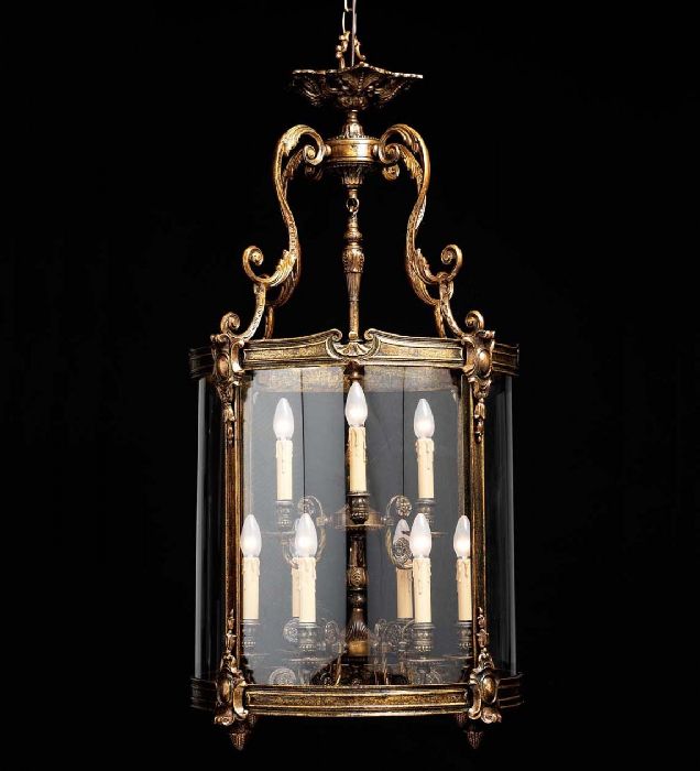 Metre-tall French gold Italian lantern