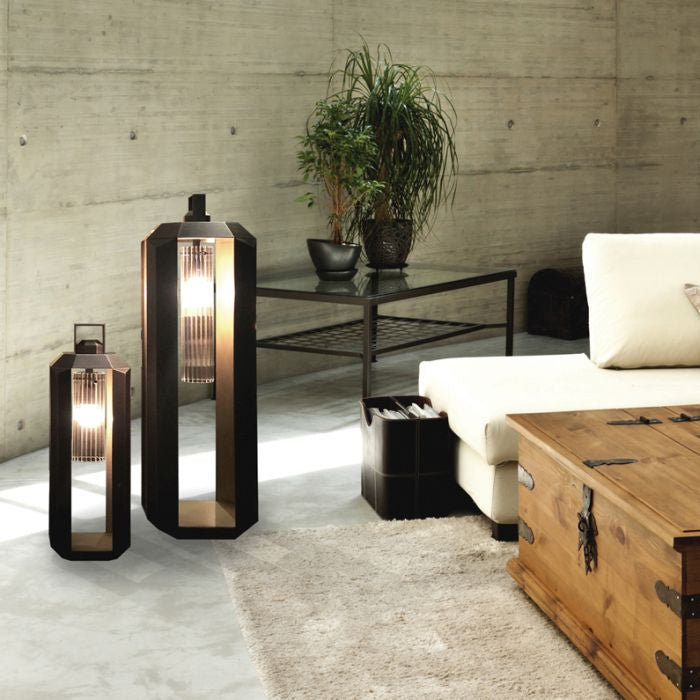 Modern 71 cm bronze or white Italian table or floor lantern