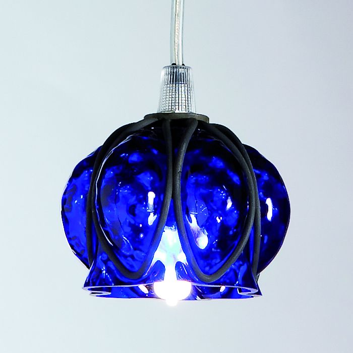 Small cobalt blue Murano glass 'baloton' ceiling pendant