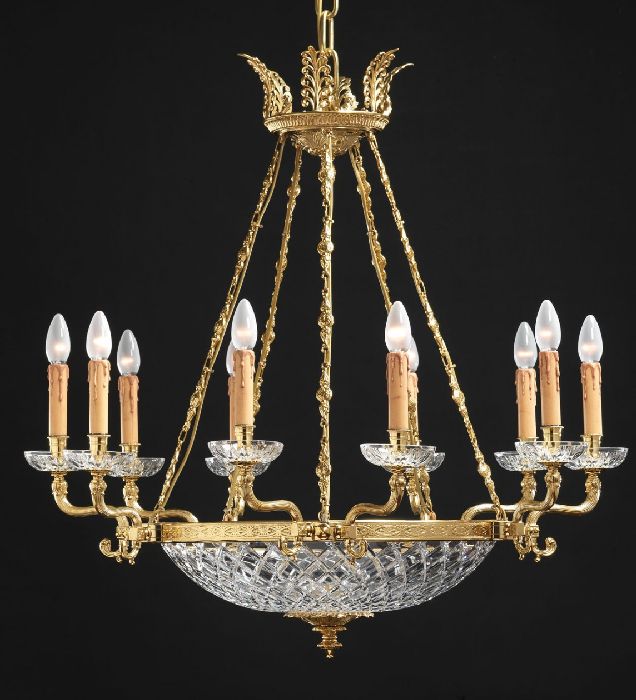 10 light French gold bowl chandelier