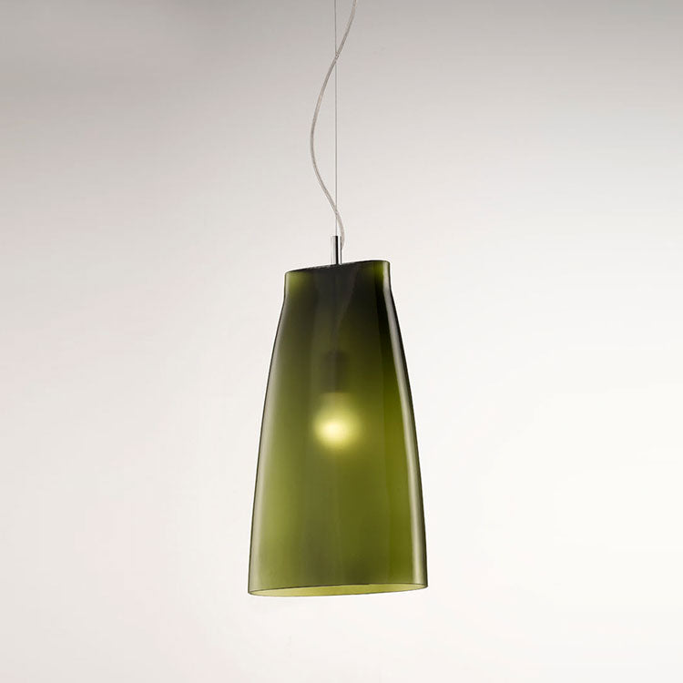 Contemporary olive green or milky white balloton Murano glass pendant light