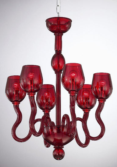 Red Murano Glass Chandelier With Shades