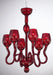 Red Murano glass chandelier with shades