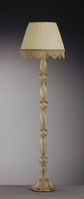 Handblown Murano crystal standard lamp with 24 carat gold