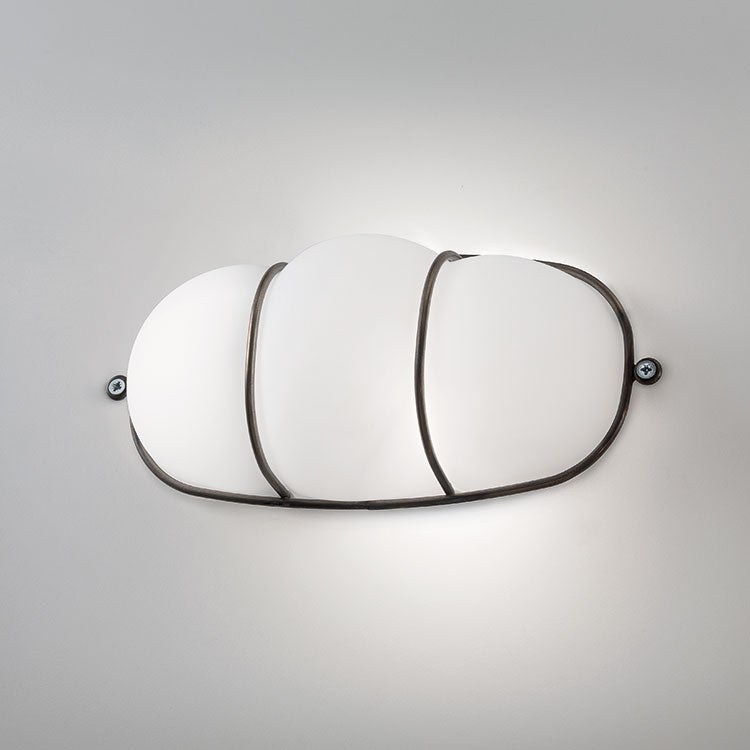 Modern Oval Bulkhead-Style Wall Light In White Murano Glass