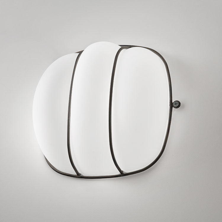 Modern square bulkhead-style wall light in white Murano glass