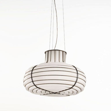 Modern Venetian Cage-Style Pendant Light With White Murano Glass Diffuser