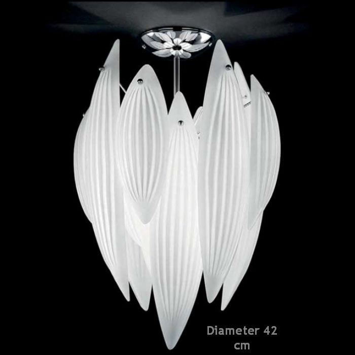 Milk-white 70s style Murano glass pendant light in 5 sizes