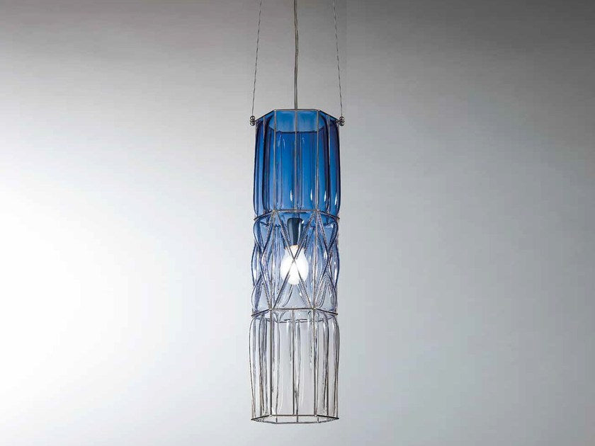 60 cm tall Murano glass ceiling pendant in blue or white