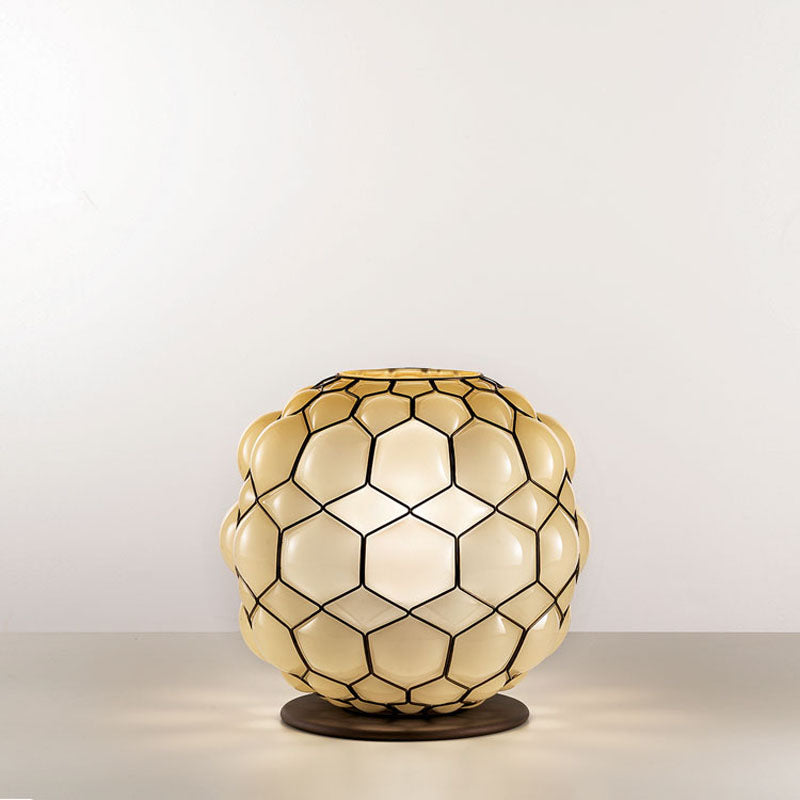 Stunning Amber Or Grey Murano Glass Table Lamp, 38 Cm In Diameter