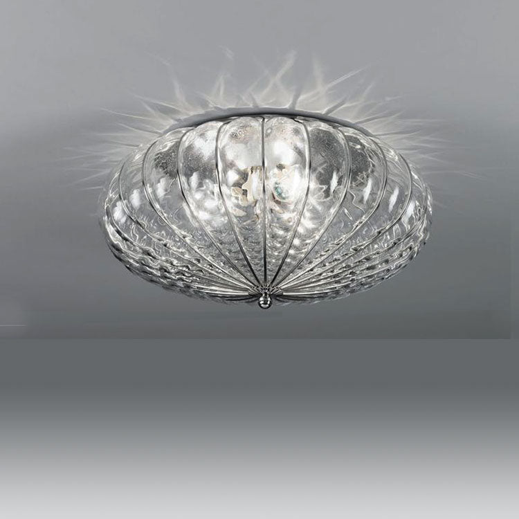Clear Venetian Flush Ceiling Light In Balloton Glass In 3 Sizes