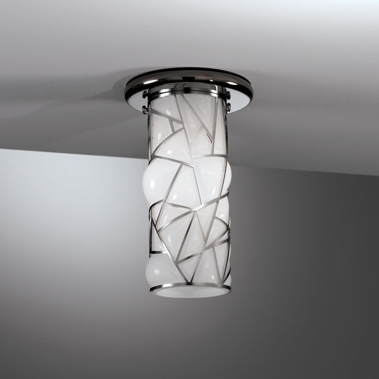 Gorgeous modern milky white Murano glass flush ceiling light