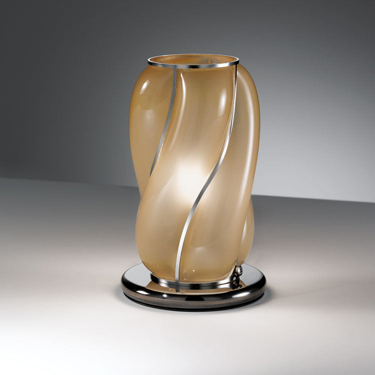 Lovely small contemporary Venetian table lamp with satin amber interior