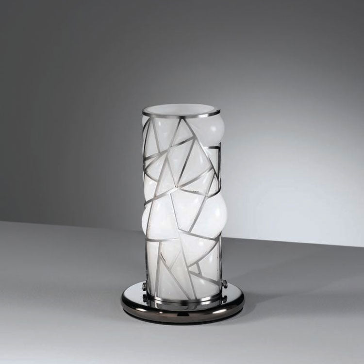 Small modern milk white Murano glass table lamp