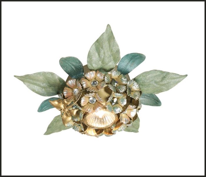 Gold & Green Metal Ceiling Light with Swarovski Elements