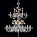 Grey Murano glass chandelier with colourful flowers