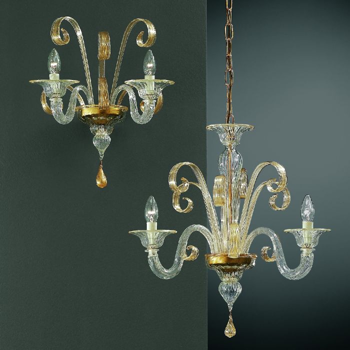 Amber, turquoise or clear Murano chandelier in 5 sizes