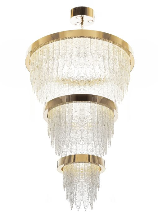 2.4 metre 70s style Murano glass stairwell chandelier