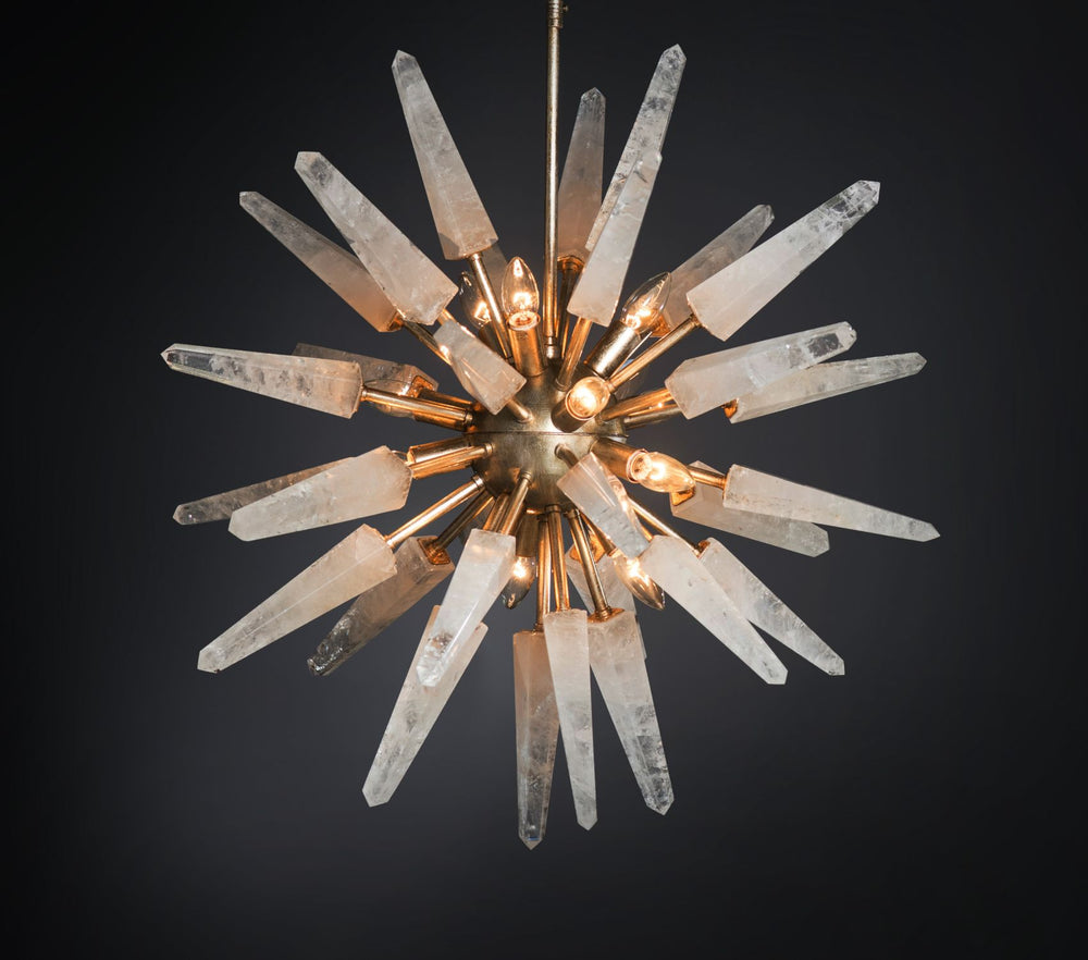 Mid-Century Sputnik-Style Rock Crystal Chandelier With Custom Size Option