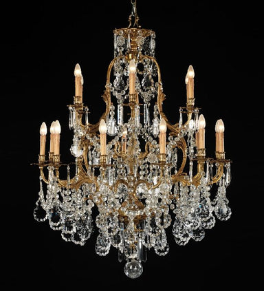 18 Light Bespoke French Gold Chandelier with Bohemian Crystals