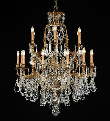 18 Light Bespoke French Gold Chandelier With Bohemian Crystals