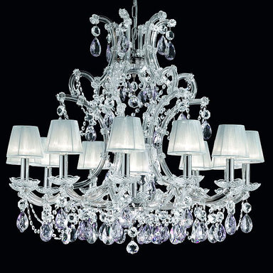 Chrome Plated Chandelier with White Organza Shades