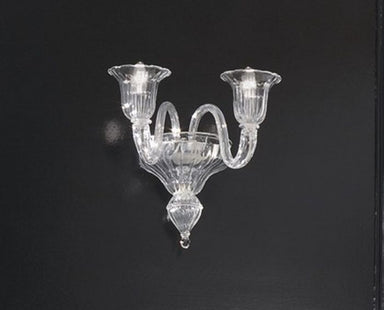 Clear glass wall chandelier with 2 lights in the Venetian style