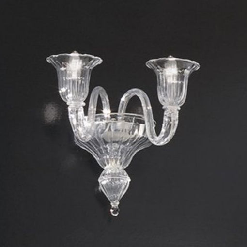 Clear glass wall chandelier with 2 lights in the Venetian style