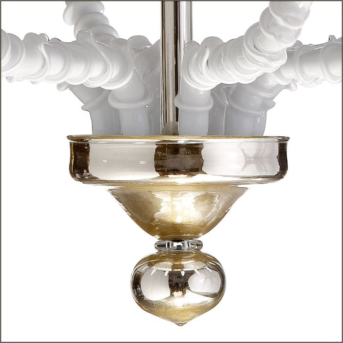 Long white Murano glass dining room chandelier
