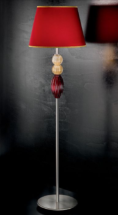 Red and amber Murano glass floor lamp