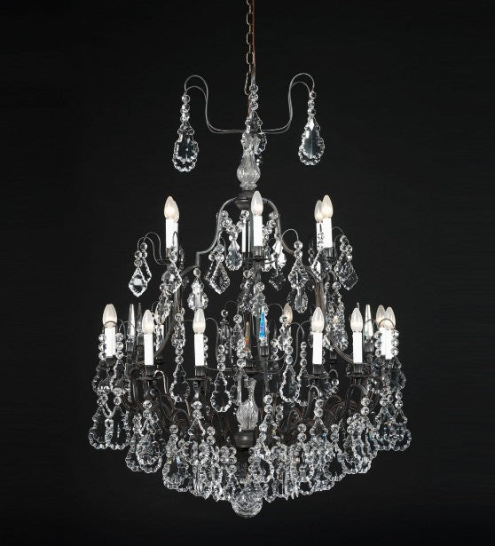 Metre wide 18 arm Bohemian crystal chandelier