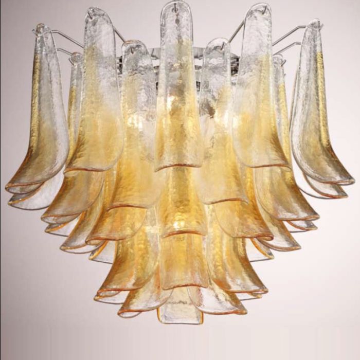 90 cm 70s style white Murano glass petal chandelier