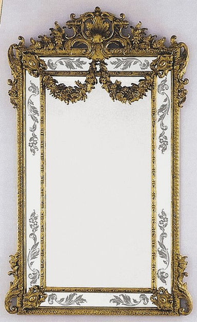 Venetian Mirror With Gold Leaf And A Hand-Carved Wooden Frame