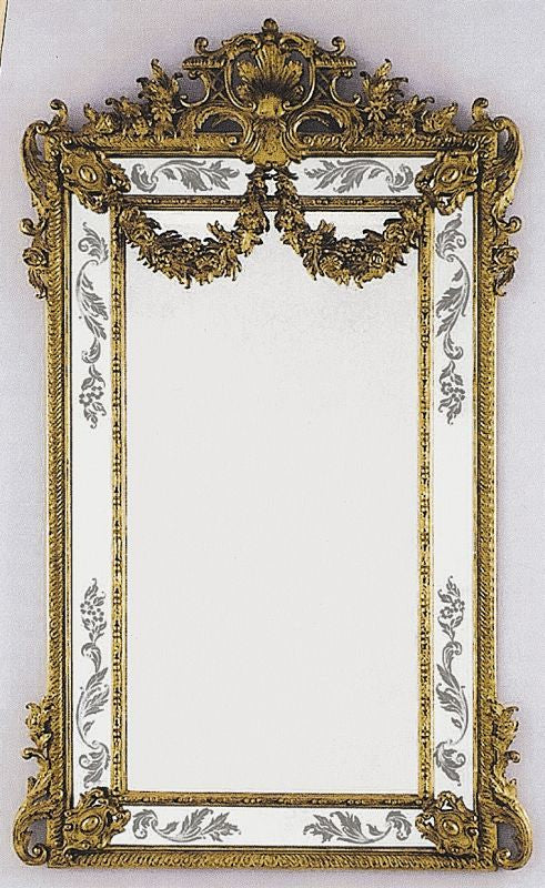 Venetian Mirror with gold leaf and a hand-carved wooden frame