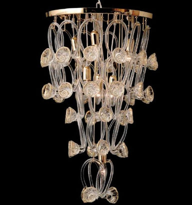 Gold and clear Murano glass rose chandelier