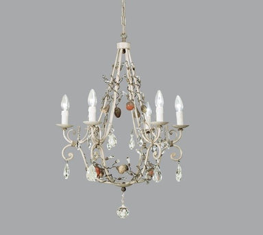 Silver Metal Chandelier With Glass Crystals & Fruit Design