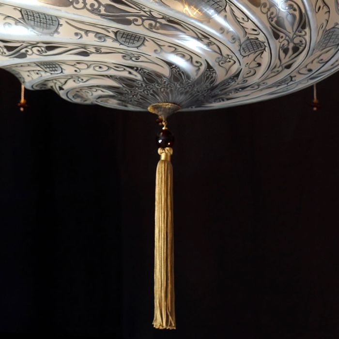 Large Fortuny style centrepiece pendant in Murano glass