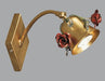 Gold Metal Wall Spotlight with Rose Design and Glass Crystals