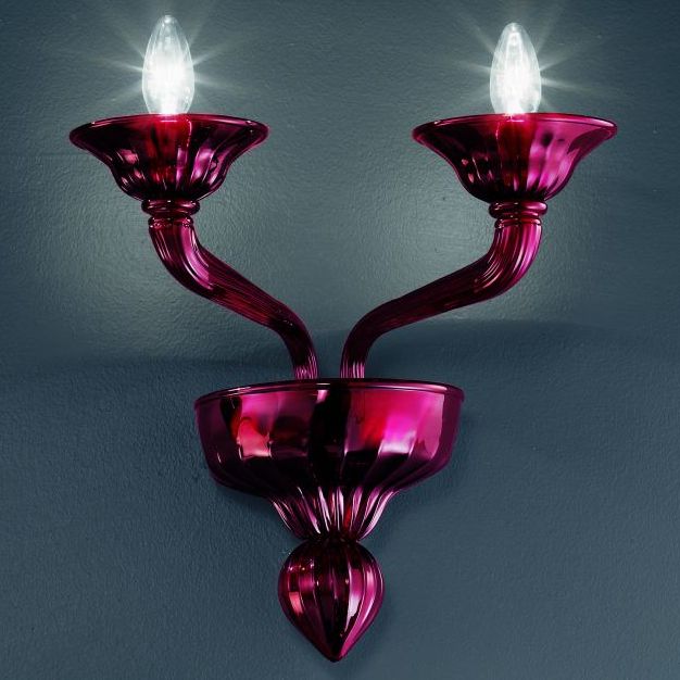 Red Venetian-style Italian glass 2 light wall chandelier