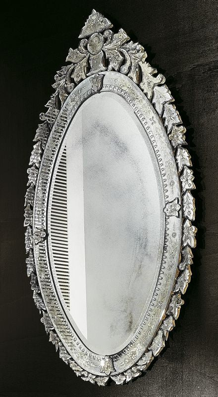 Large oval Venetian bevelled wall mirror